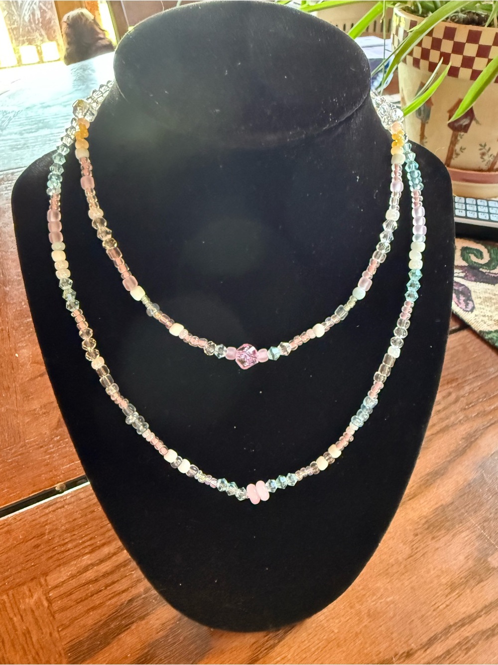 Handmade Multicolor Glass Bead Necklace - Pink & Pastel